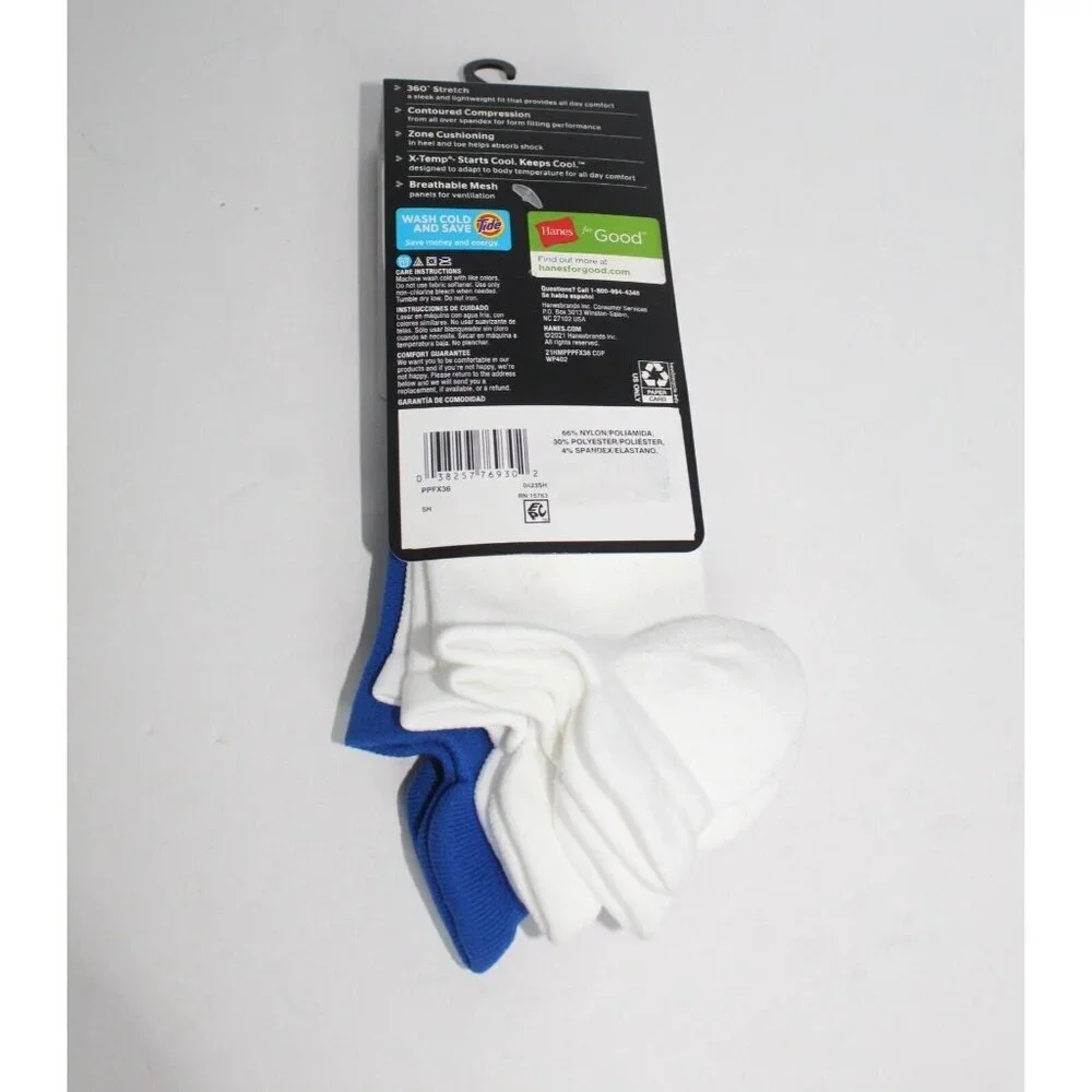 Hanes Premium Men's Socks Heel Shield Performance Fit X-Temp 3-Pr Size 6-12 Blue